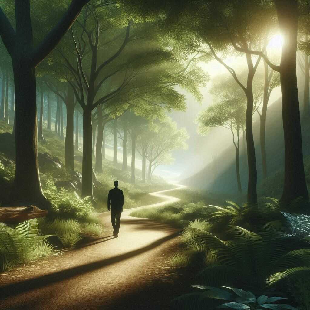 Premier pas vers le bien-être avec l'hypnose Pied s'apprêtant à franchir une ligne symbolique vers un horizon lumineux