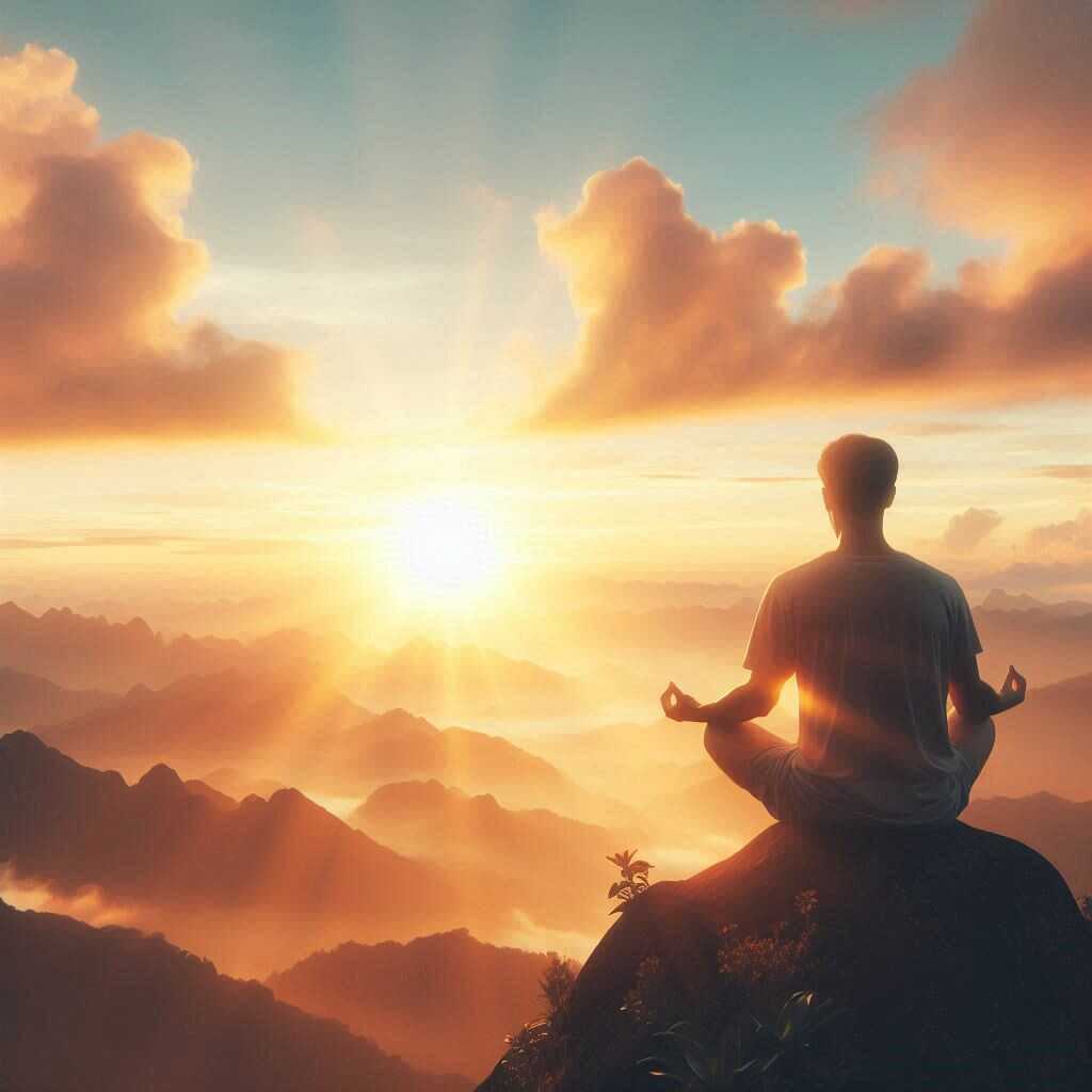 Pourquoi l’amour de soi est essentiel ? Homme méditant sur une montagne, représentant la connexion avec soi-même