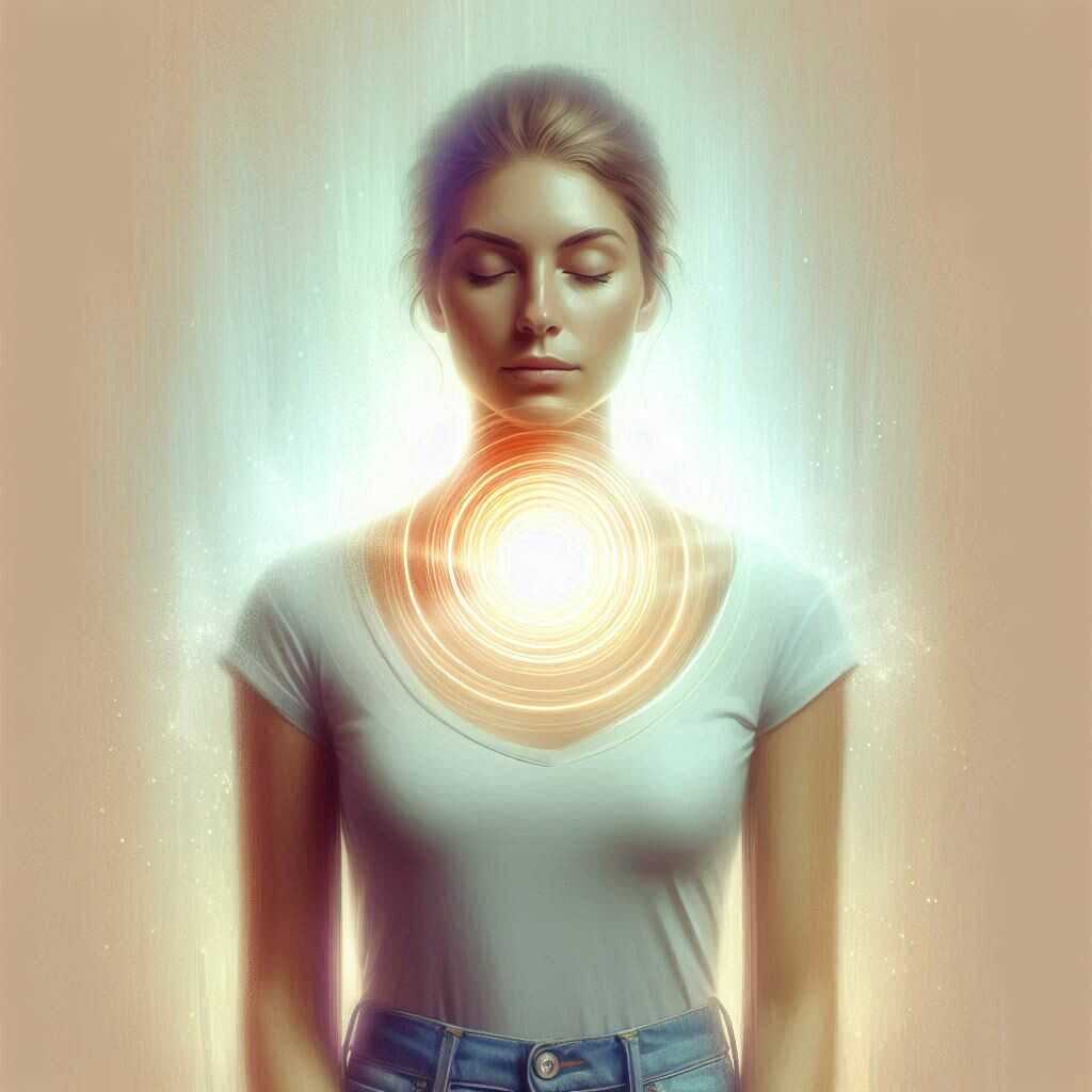 Reconnection à soi grâce à l'hypnose Silhouette lumineuse se tenant au centre d'un cercle de lumière